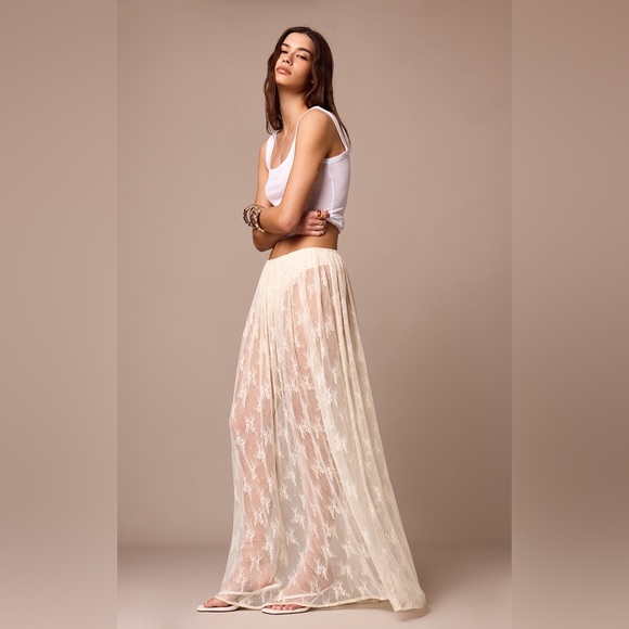 PrettyLittleThing Dresses & Skirts - Pretty Little Thing ALMOND SHEER LACE MAXI SKIRT